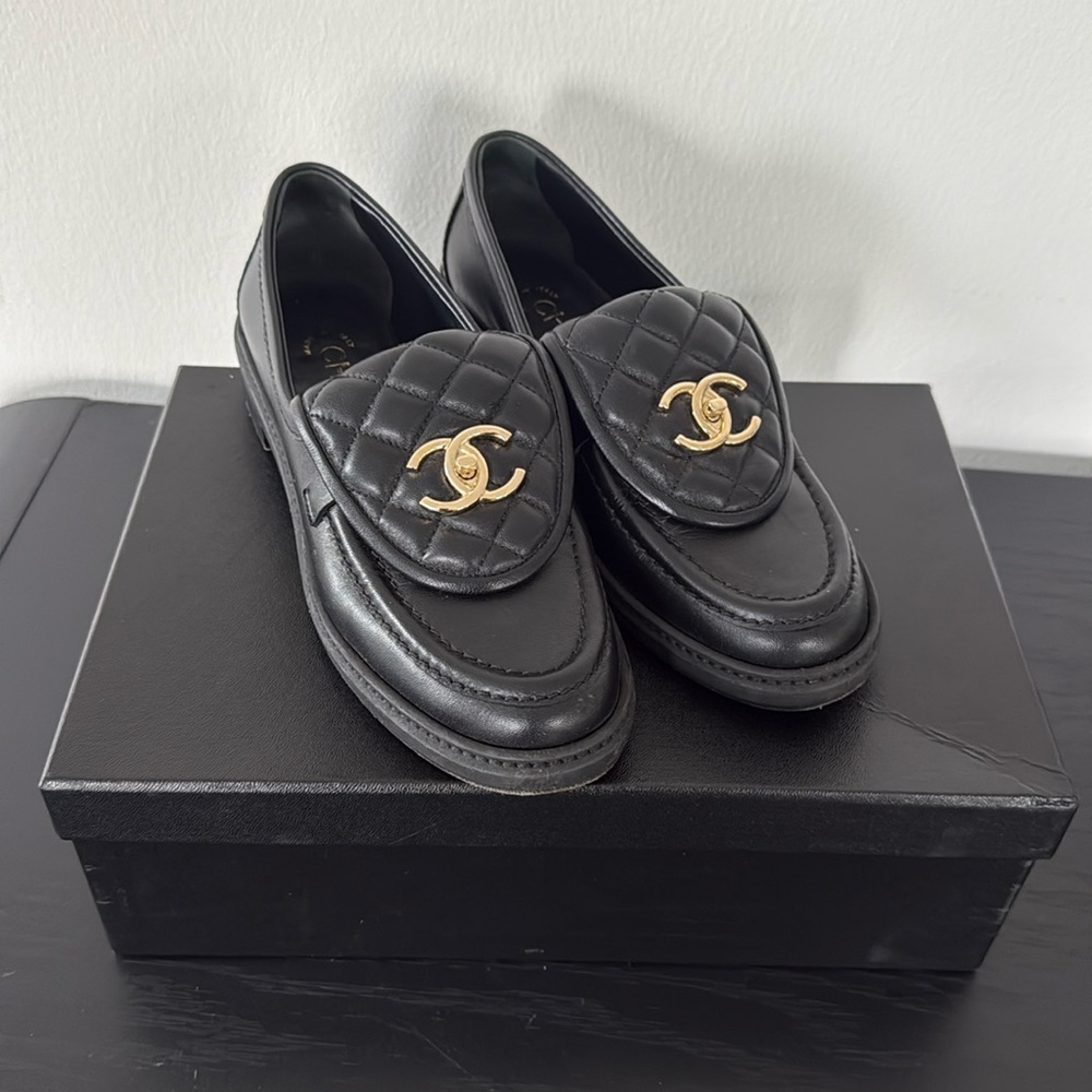 Chanel Quilted Turnlock Loafers